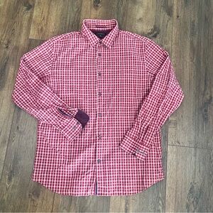 Banana Republic Red and White Checkered Men's Shirt